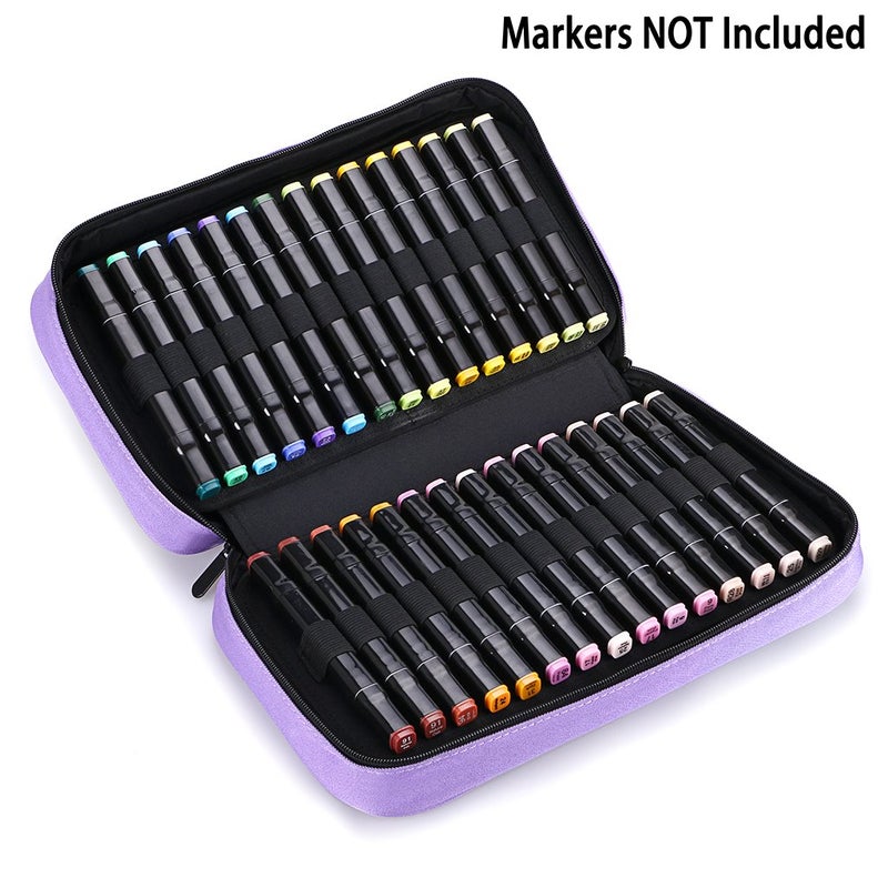 BTSKY Art Marker Carrying Case Lipstick Organizer-60 Slots Canvas Zippered Storage for Touch Spectrum Noir Paint Sharpie Markers, Empty Wallet Only (Purple) - Image 5